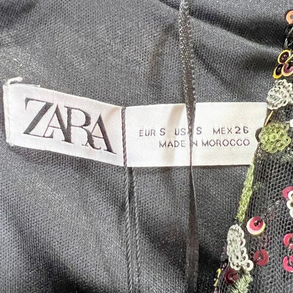 NWT ZARA Black Sequin Multicolored Mini Dress $119 - Picture 6 of 10